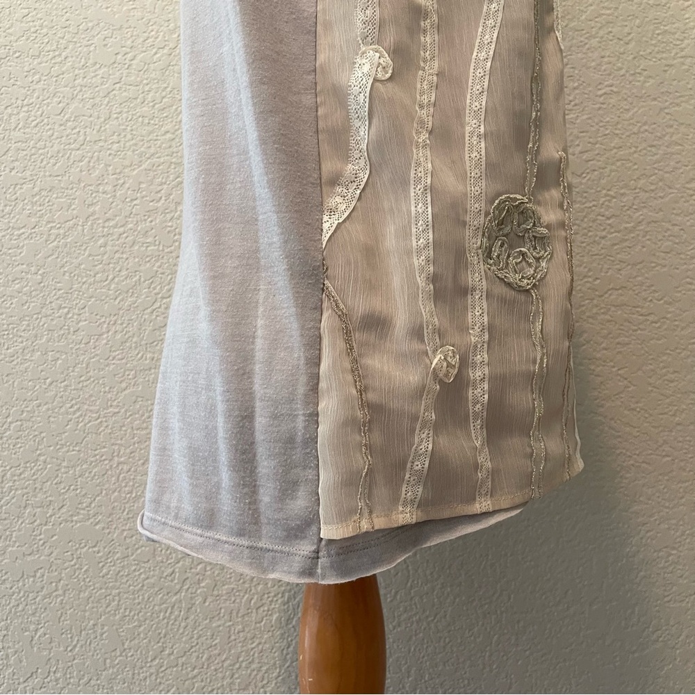 E by Eloise Floral Overlay Tank Top, Gray, medium - Picture 5 of 7